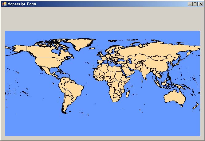 C#/Mapscriptの実行画面 C#/Mapscriptの実行画面